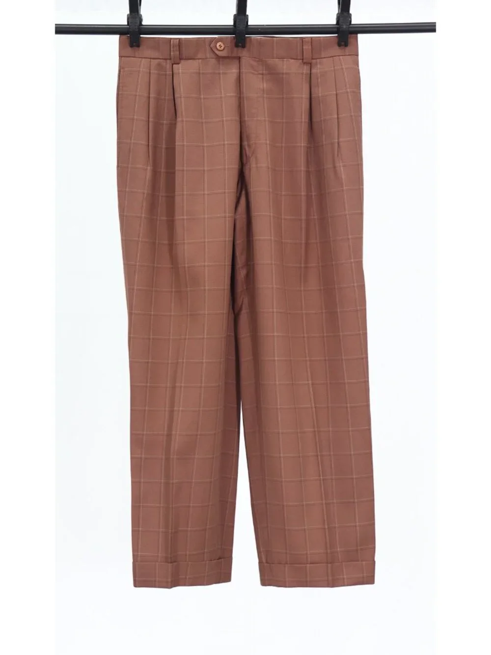 Stacy Adams 42R 35x30 Brown Full Suit 4-Button Check R917